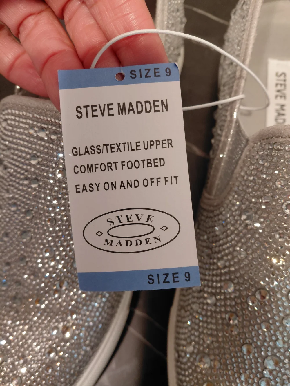 Steve Madden Silver Crystal Slip-On Sneakers